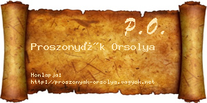 Proszonyák Orsolya névjegykártya